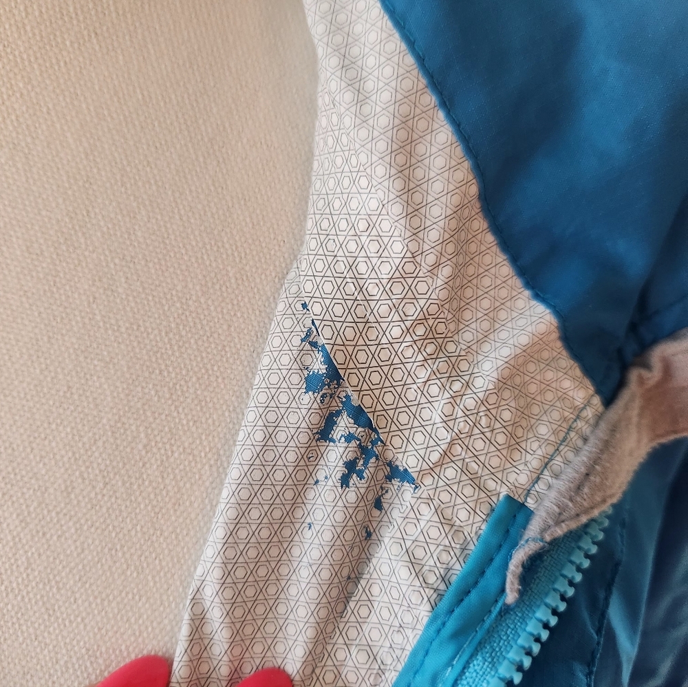 Marmot Two-Tone Turquoise Hooded Rain Jacket - Picture 7 of 7